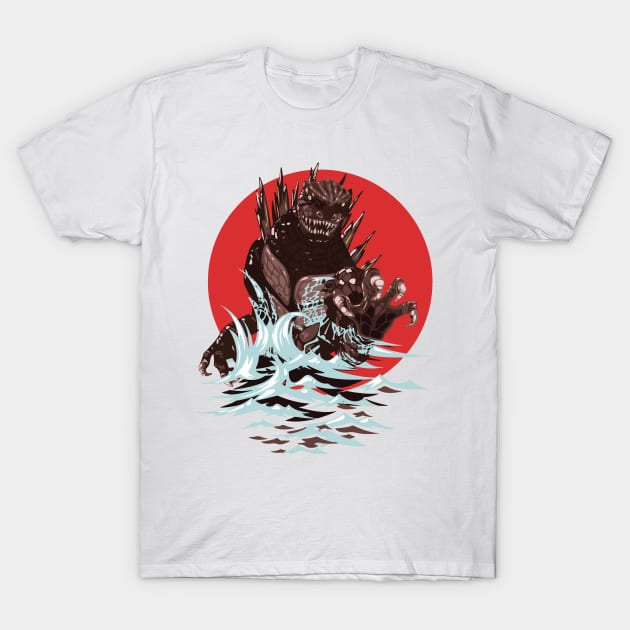 Ocean Godzilla. T-Shirt by Tad